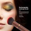 Electric Rotating Makeup Brush, 10 Speed Vibration,USB Charging Face Brush Powder Brush for Blush Highlighting Liquid Cream (Brown Oblique Head) view 3