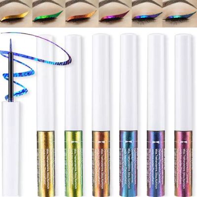 Chameleon Multichrome Glitter Liquid Eyeliner Kit-6Pcs Purple/Blue/Gold/Green Metallic Satin Colored Eye Liner Eye Shadow Stick, Ultra-Fine Tip Eyeliner Pen,Christmas Makeup Gift Set for Women
