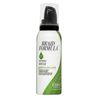 EBIN NEW YORK Braid Formula Setting Mousse Olive Oil | Lightweight Braid Foam for Braids, Twists & Locs | Moisturizing & Shine | Anti-Frizz Quick-Dry Formula | 2.7 Fl Oz