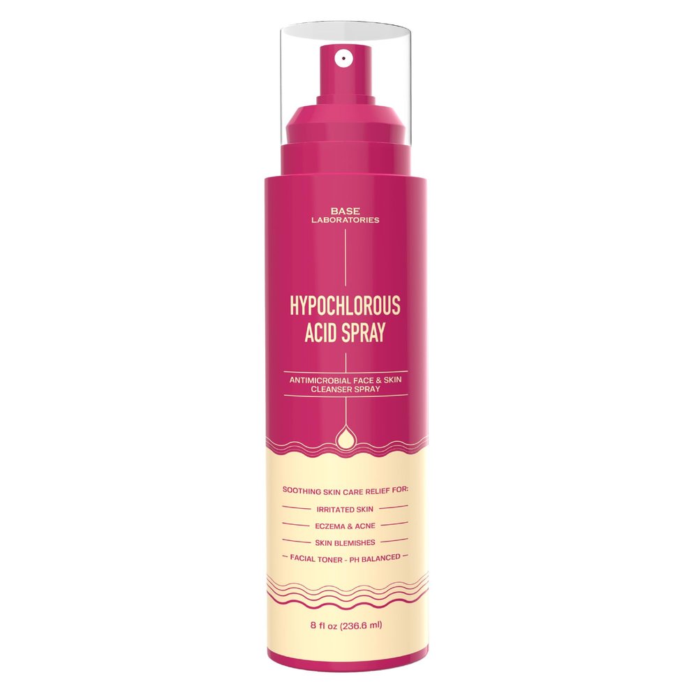 BASE LABORATORIES Hypochlorous Acid Spray for Face & Skin | 8 oz | Facial Daily Skin Repair Solution for Sensitive Skin, Redness, Irritations, Eczema, Acne. Hypochlrous HOCL Molecule Spray