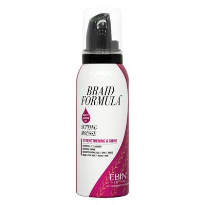 EBIN NEW YORK Braid Formula Setting Mousse Sweet Almond Oil | Lightweight Braid Foam for Braids, Twists & Locs | Strengthening & Shine | Anti-Frizz Quick-Dry Formula | 2.7 Fl Oz