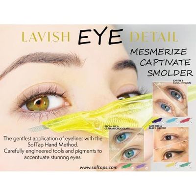 SofTap Permanent Makeup Poster for Advertising or Display for Storefront or Studio Eyeliner, Brow, Color, Needle for Education (Eyeliner: Before and After)