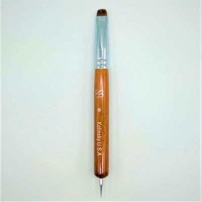 Spontaneous Beauty Premium Kolinsky French Brush (Size 8 with Dotting Tool, Wood Handle)