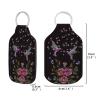 Veniyate Women Girls Travel Cosmetic Makeup Bottle Holder Sleeve 2 Packs with Hummingbird Flower Pattern Lightweight Keychain Holder Organizer Neoprene Container Keyrings view 2
