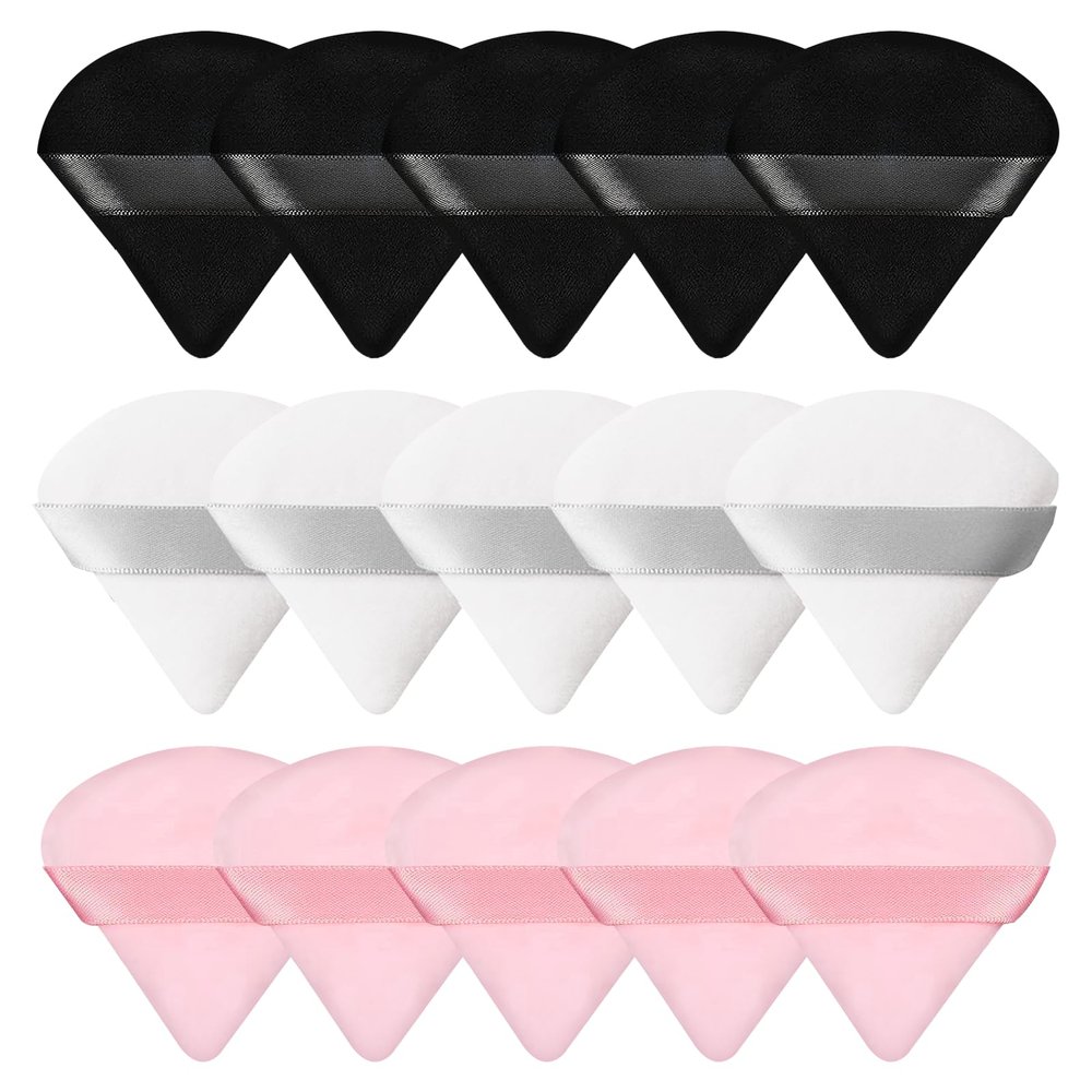 Pimoys 15 Pieces Powder Puff Face Triangle Makeup Puffs for Loose Powder Setting Powder Foundation Sponge Beauty Makeup Tool