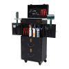 Rolling Lockable Makeup Train Case24 inch Hairdressing Trolley Stylist Beauty Salon Cosmetic Luggage Travel Organizer Tool Box, Aluminum Trolley Salon Staion view 1