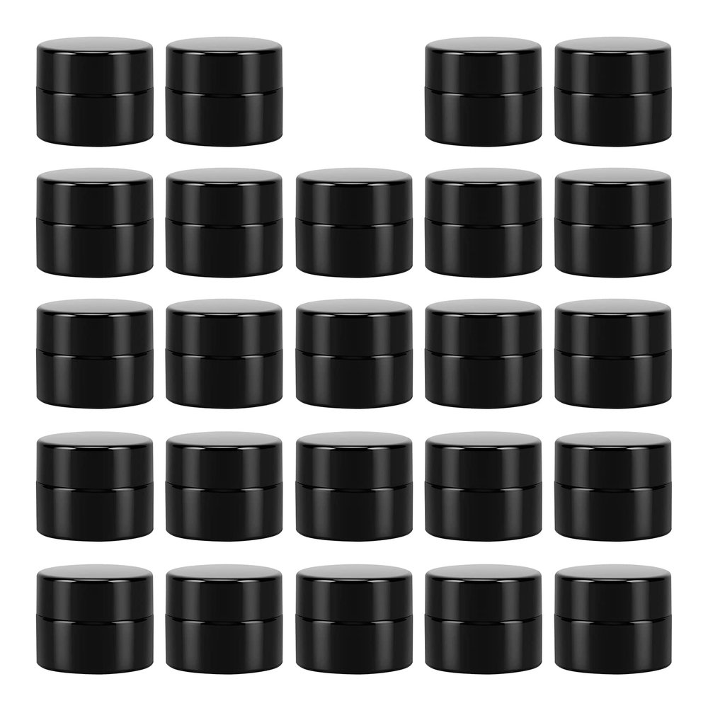 (24 Packs) Green Nexus 5g/5ml UV Protection Glass Jars for Lip Balm, Lotion, Oil, Cream & Cosmetics Enhanced Cap