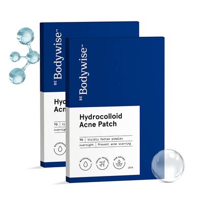Metrol Be Bodywise Acne Pimple Patch for Women Men (48 Dots 3 Sizes- Pack of 2 Absorbs Flattens Pimples Overnight | Waterproof | Reduces Excess Oil, Shrinks Pimples & Clears Pores | for All Skin Type