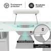 Paddie Manicure Table with Glass Top, Foldable Arm Rest, Lockable Wheels, Storage Drawers for Nail Tech - White view 4