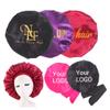 Customize Logo Satin Bonnet with Tie Band for Sleeping, 10 PCS Personalized Silk Head Scarf Hair Wrap Cap for Women Men (Blue) view 2
