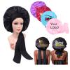 Customize Logo Satin Bonnet with Tie Band for Sleeping, 10 PCS Personalized Silk Head Scarf Hair Wrap Cap for Women Men (Black) view 1