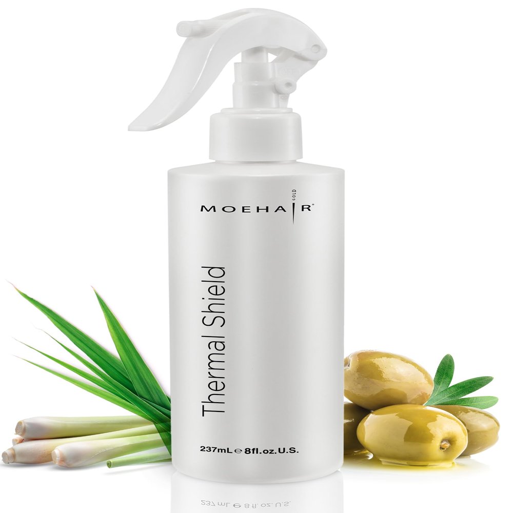 MOEHAIR Heat Protection Spray | Oil-rich Ingredients | Hair Dryer & Flat Iron Protectant | Strong, Shiny, Anti-frizz | Sulfate & Paraben-Free (8 Fl Oz)