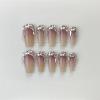 FRUJCDKI handmade real fake nail glue series Swarovski diamond press-on fake nails long coffin fake nails ballerina glue nails, rhinestone design shiny female stick-on nails (diamond-XS) view 1