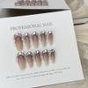 FRUJCDKI handmade real fake nail glue series Swarovski diamond press-on fake nails long coffin fake nails ballerina glue nails, rhinestone design shiny female stick-on nails (diamond-XS) view 3