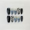 FRUJCDKI handmade real fake nail glue series crocodile print press-on fake nails long coffin fake nails ballerina glue nails, rhinestone design shiny female sticker nails (crocodile-S) view 1