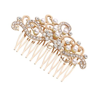 Uonlytech Bride Hair Comb Elegant Golden Headpiece Ornament for Weddings Parties Special Occasions Unique Design for Women for Friends