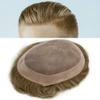 LYRICAL HAIR Toupee for Men Human Hairpiece Fine Mono Lace Hair System Durable PU Poly Skin Monofilament Wig Black Brown Replacement (6"x8", 1810# - 18# Medium Blonde+10% Gray) view 1