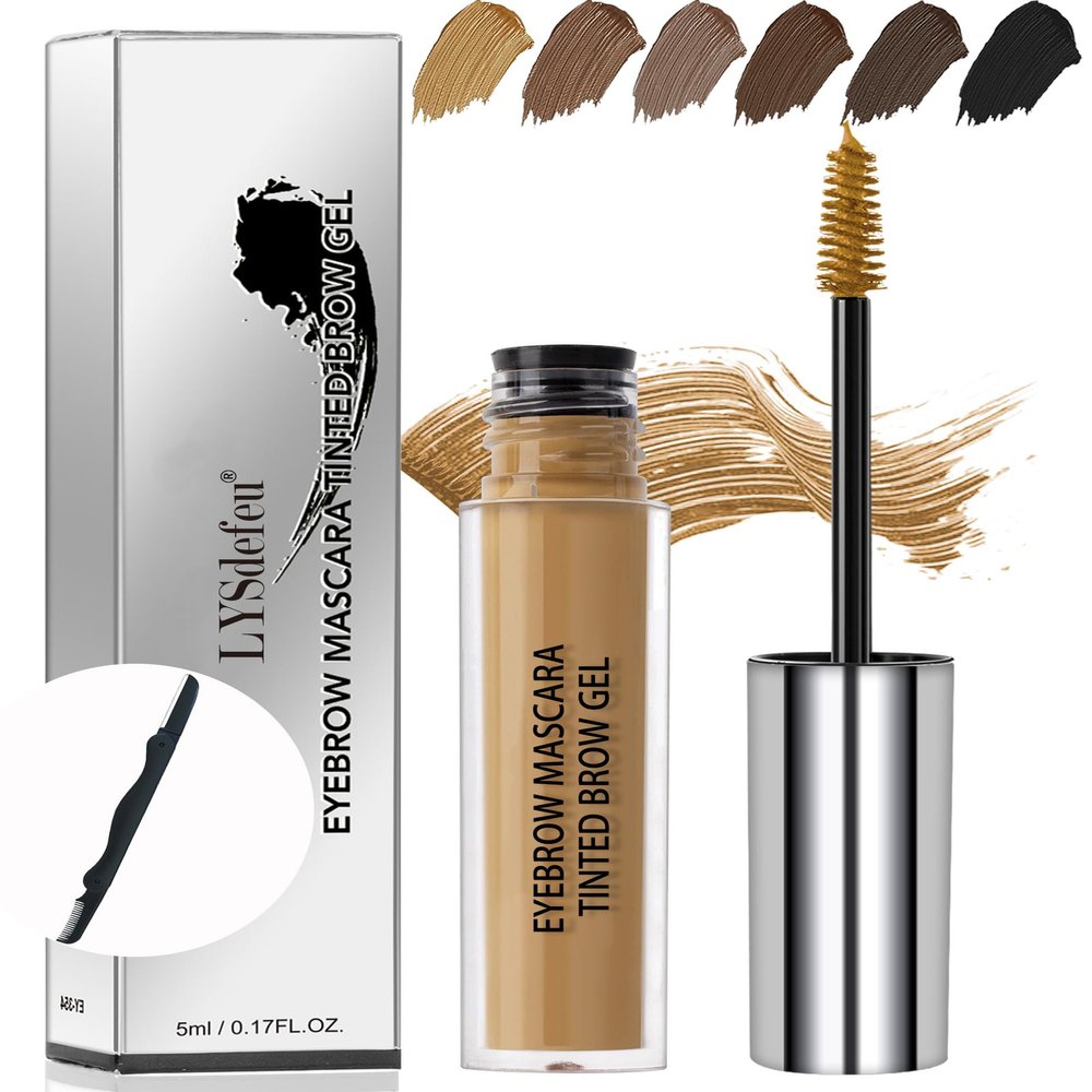 Waterproof Tinted Brow Gel-Long Lasting Smudgeproof Liquid Eyebrow Makeup,Eyebrow Mascara Tinted Brow Glue,Eye Brow Filler,Volumizing Enhance Brow Mascara,With Brow Razor Brush,Gift for Women-Blonde