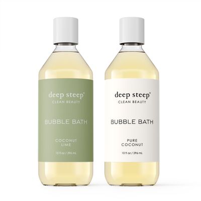 Deep Steep Bubble Bath, 10oz (2 Pack) (10 Fl Oz (Pack of 2), (Tropical)- (Pure Coconut & Coconut Lime))