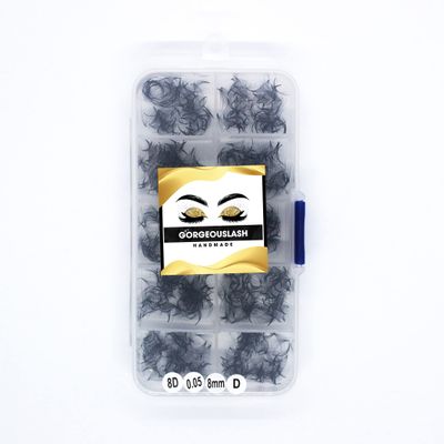 8D Lashes, 1000 Premade Volume Fans. Eyelash Extensions. Handmade! (8D - 005 - D Curl, 08mm)