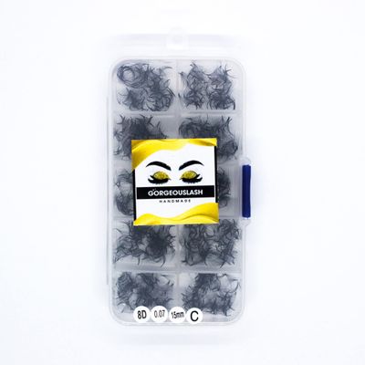 8D Lashes, 1000 Premade Volume Fans. Eyelash Extensions. Handmade! (8D - 007 - C Curl, 15mm)
