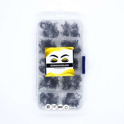 8D Lashes, 1000 Premade Volume Fans. Eyelash Extensions. Handmade! (8D - 007 - D Curl, 14mm)