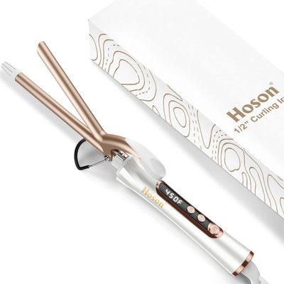 1/2 inch Curling Iron for Short Hair, Dual Voltage Hair Curling Iron Ceramic, Professiona Curling Wand Tourmaline(Champagne Gold)
