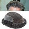 Toupee for Men Swiss Lace Front Hair Pieces Unprocessed Human Hair Replacement System for Men Bleached Knots Natural Hairline Mens Toupee Q6*8#1B50 1B# OFF BLACK +50% GRAY 120% density view 4
