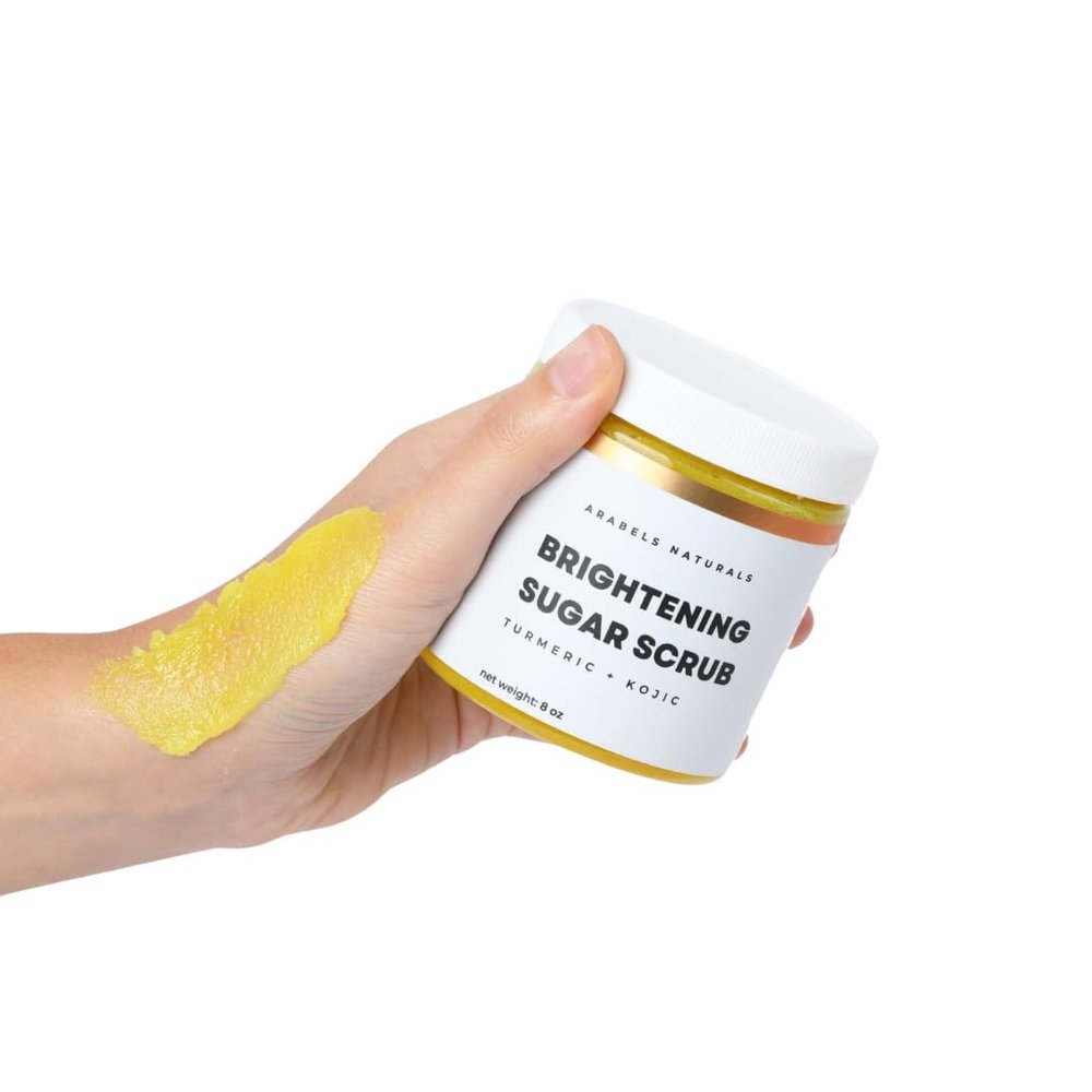 ArabelsNaturals Turmeric & Kojic Acid Sugar Scrub  Brightening & Exfoliating Body Scrub for Glowing Skin, Dark Spot Remover, Hyperpigmentation Treatment, Natural Skincare for Face & Body  8 oz