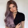 Vsadsau Long Wavy Ombre Brown Purple Synthetic Wigs For Women Heat Resistant Natural Middle Part Cosplay Party Hair Wigs Wig-LC2061-1 view 3