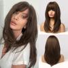Vsadsau Shoulder Length Dark Brown Bobo Synthetic Wig With Bang Women Heat Resistant Daily Cosplay Straight Hair Wigs Wig-LC006-1 view 2
