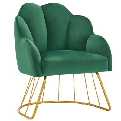 BarberPub Living Room Chair, Manicure Chair for Technician, Makeup Beauty Vanity Armchair, Nail Salon Equipment for Manicurist 3510 (Dark Green)
