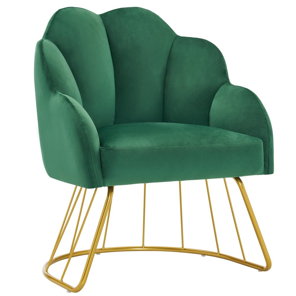 BarberPub Living Room Chair, Manicure Chair for Technician, Makeup Beauty Vanity Armchair, Nail Salon Equipment for Manicurist 3510 (Dark Green)