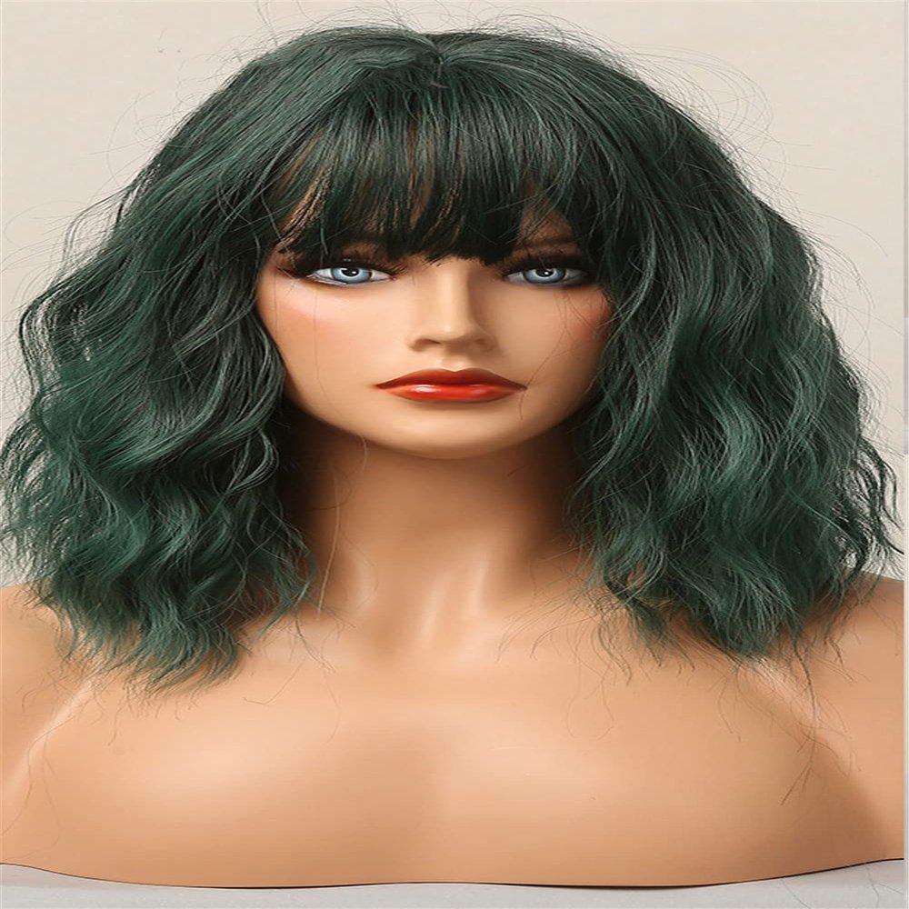 Vsadsau Synthetic Wavy Wigs With Bang Brown Ash Blonde Medium Wavy Hair Wigs For Women Daily Cosplay Heat Resistant Wigs Wig SS170-1