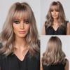 Vsadsau Synthetic Wavy Wigs With Bang Brown Ash Blonde Medium Wavy Hair Wigs For Women Daily Cosplay Heat Resistant Wigs Wig SS170-1 view 3