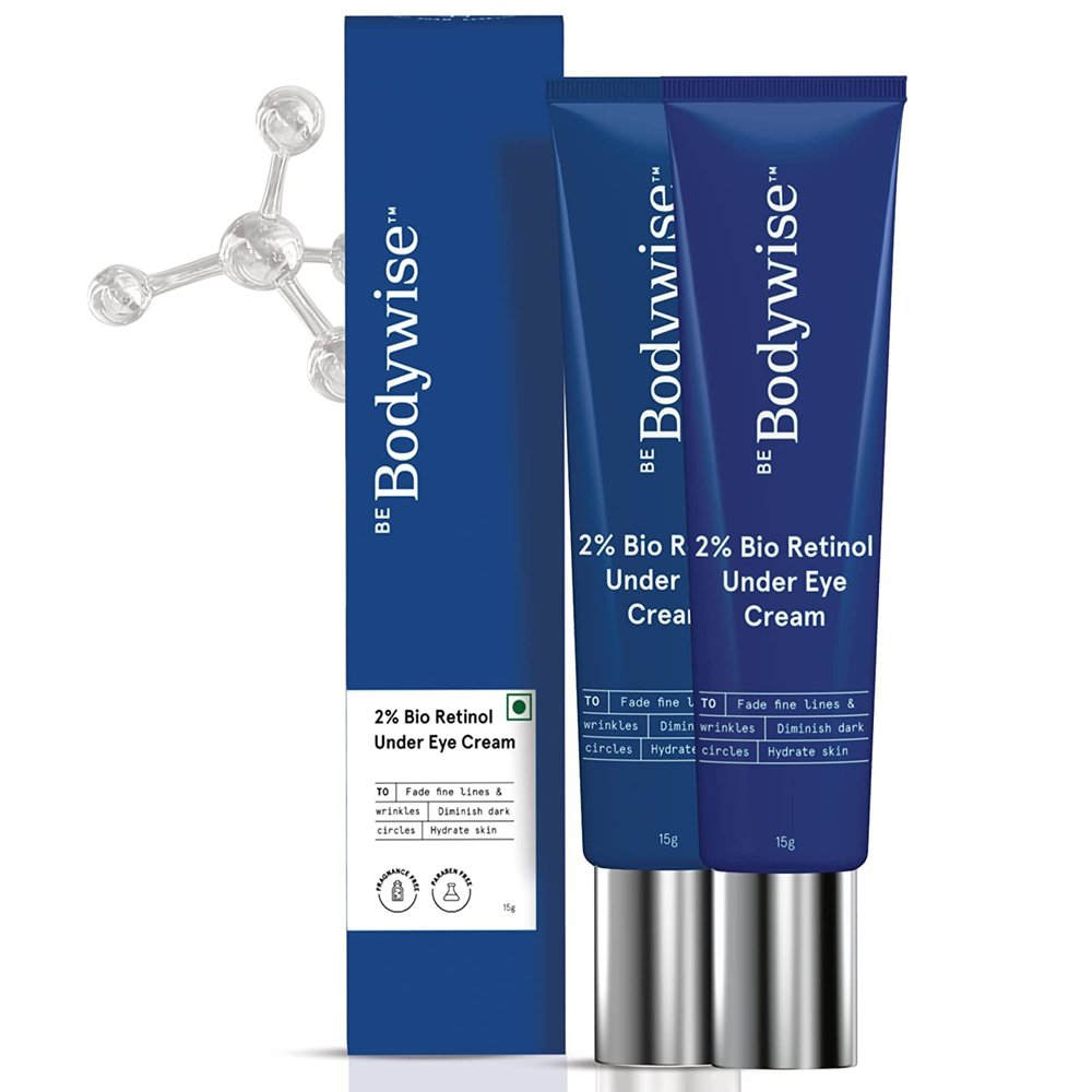 Metrol Be Bodywise 2% Bio Retinol Under Eye Cream for Women | Helps to Reduce Dark Circles, Fine Lines & Wrinkles, Puffed Eyes | Pack of 2 | 30 Grams