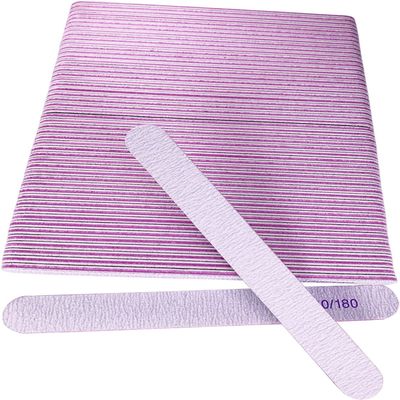 50 Pcs Nail File, Emery Board Nail Files for Acrylic Nails and Natural Nails, 100/180 Grit Double Sided Fingernail File Gel Nail Professional Reusable Washable Manicure Pedicure Kit Set Gray