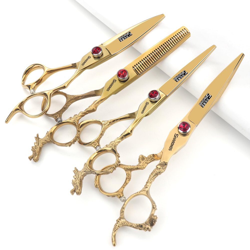 5.5/6 /7 Inch Purple Dragon Knight Professional Japanese Hair Scissors Barber Scissors Set (6+7 inch 4pc)