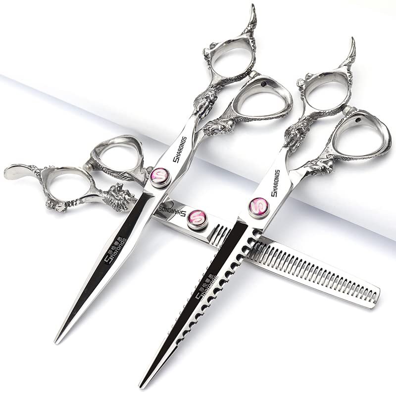 5.5/6 /7 Inch Purple Dragon Knight Professional Japanese Hair Scissors Barber Scissors Set (7 inch 3pc)