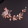 Teyglen Bride Wedding Flower Hair Comb Crystal Leaf Pearl Side Hair Comb Bridal Rhinestone Hair Pieces Hair Accessories for Women Girls Bridesmaid (Rose gold) view 2