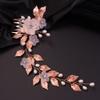 Teyglen Bride Wedding Flower Hair Comb Crystal Leaf Pearl Side Hair Comb Bridal Rhinestone Hair Pieces Hair Accessories for Women Girls Bridesmaid (Rose gold) view 3