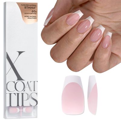 BTArtboxnails French Gel Nail Tips - French Tip Press on Nails Pink Short Coffin XCOATTIPS for Nail Extensions