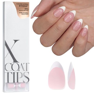 BTArtboxnails French Gel Nail Tips - French Tip Press on Nails Pink Short Almond XCOATTIPS for Nail Extensions