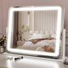 ROLOVE 22x17 Inch Lighted Vanity Mirror with Dimmable LED Lights - 3 Color Modes, Smart Touch Control & 360 Rotating Base - Desk Makeup Mirror (White) view 1