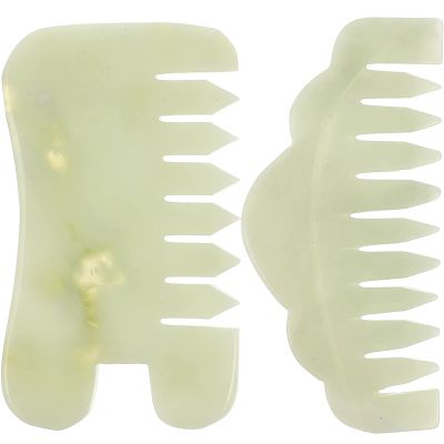 MAGICLULU 2pcs Natural Jade Scalp Massager Comb Massage Combs for Head Relief Improve Circulation Portable Jade Hair Combs for Relaxation and Tension Relief