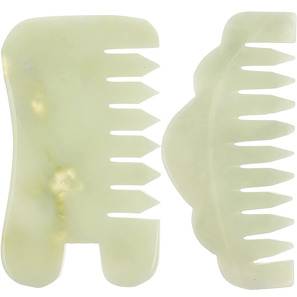 MAGICLULU 2pcs Natural Jade Scalp Massager Comb Massage Combs for Head Relief Improve Circulation Portable Jade Hair Combs for Relaxation and Tension Relief