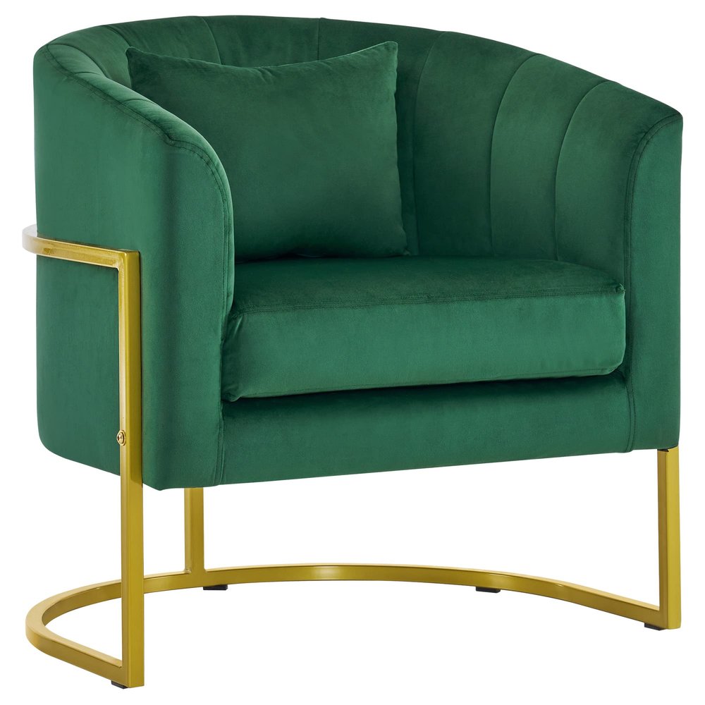 BarberPub Living Room Chair, Nail Tech Chair with Cushion, Manicure Armchair for Nail Technician, Spa Salon Equipment for Manicurist, Vanity Makeup Beauty Station 3513 (Dark Green)