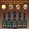 XIKEZAN 5 Pack Beard Oil Set w/Sandalwood, Orange, Vanilla, Cedarwood, Unscented for Beard Care, Moisturizing, Soften,Birthday Gifts for Men Him Dad Husband Christmas Gifts Stocking Stuffers view 2