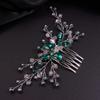 Teyglen Simple Green Crystal Rhinestone Pearl Bridal Hair Comb - Wedding Hair Accessory for Women view 1