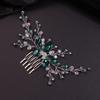 Teyglen Simple Green Crystal Rhinestone Pearl Bridal Hair Comb - Wedding Hair Accessory for Women view 2
